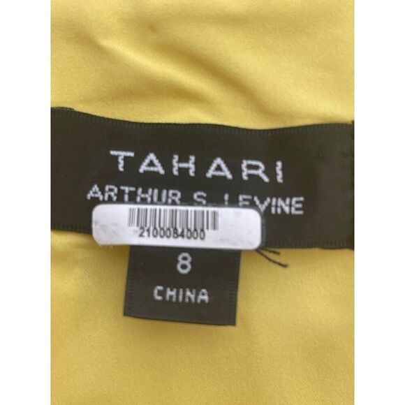 Tahari ASL Yellow White Floral Faux Pearl & Gold Sequin Sheath Dress Size 8 - Picture 11 of 11